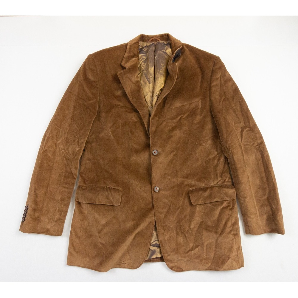 Scabal Jacket Mens 52 R Brown Blazer Coat Suit Cotton Van Der Weerden Adult